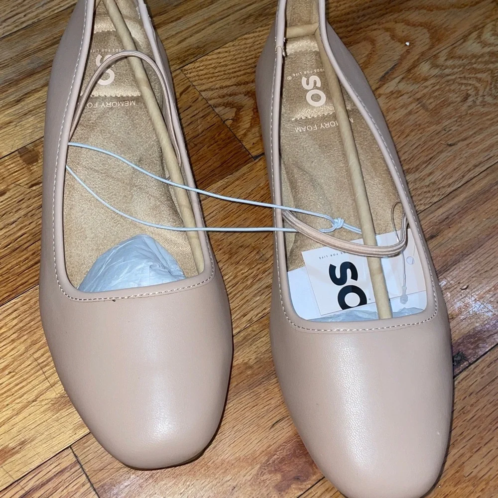 NEW SO® Neema Women's Pointed Toe Ballet Flat TAN 10